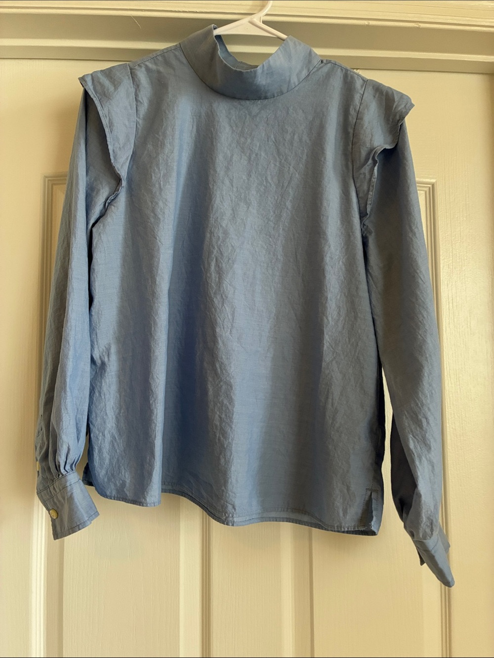 EVERLANE The Wing Shoulder LS Cotton Euro Summer Mock Neck Top Size 4 - Picture 5 of 10